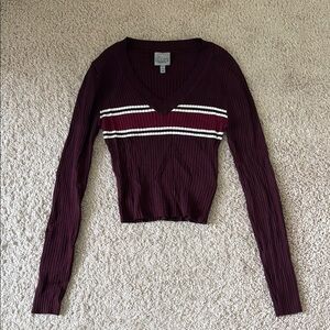 Burgundy V-Neck Sweater